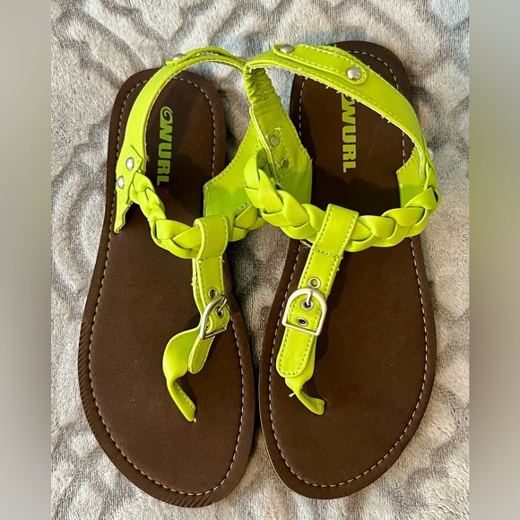 WURL Neon Braided Ankle Strap Sandals Size 8 - Picture 2 of 4